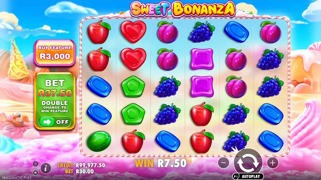 A spin of Sweet Bonanza in the demo